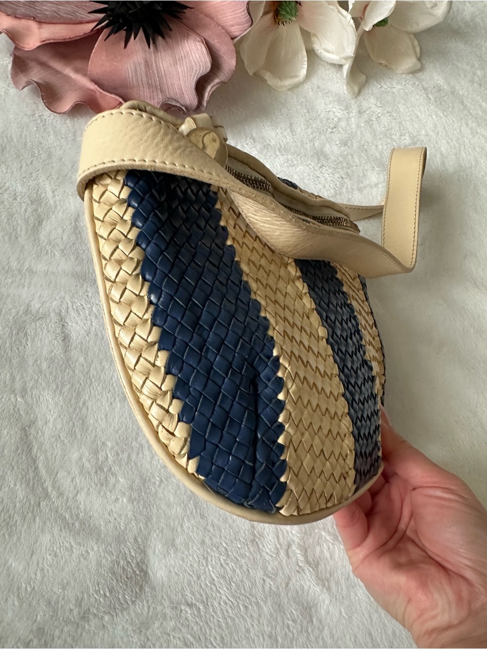 Clare V Woven Leather Striped Fanny Pack Crossbody Belt Bag - Picture 7 of 15